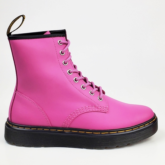 NWB Dr Martens Zavala combat boots thrift pink leather lace up preppy bohemian - Picture 8 of 15
